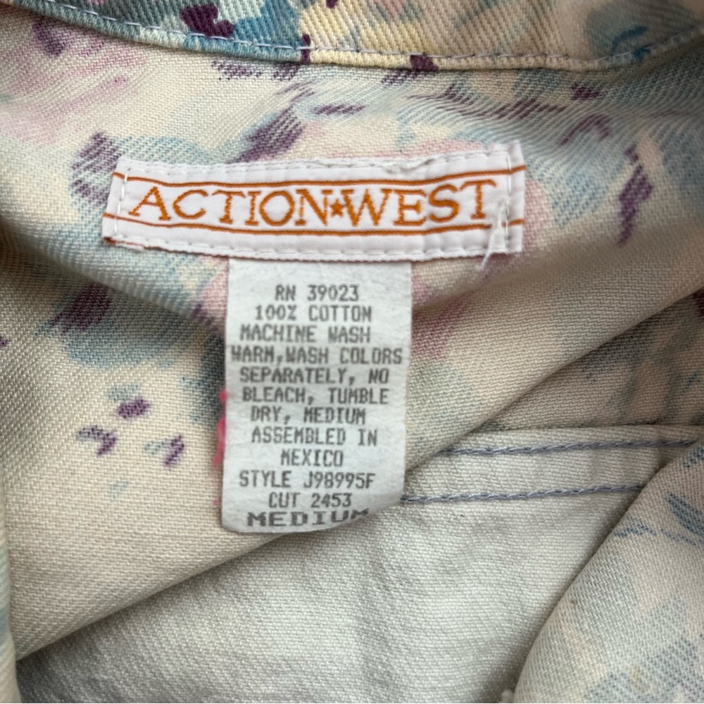 Vintage Action West Floral Denim Jacket Medium – Cropped Western Shirt Jacket - Picture 6 of 8